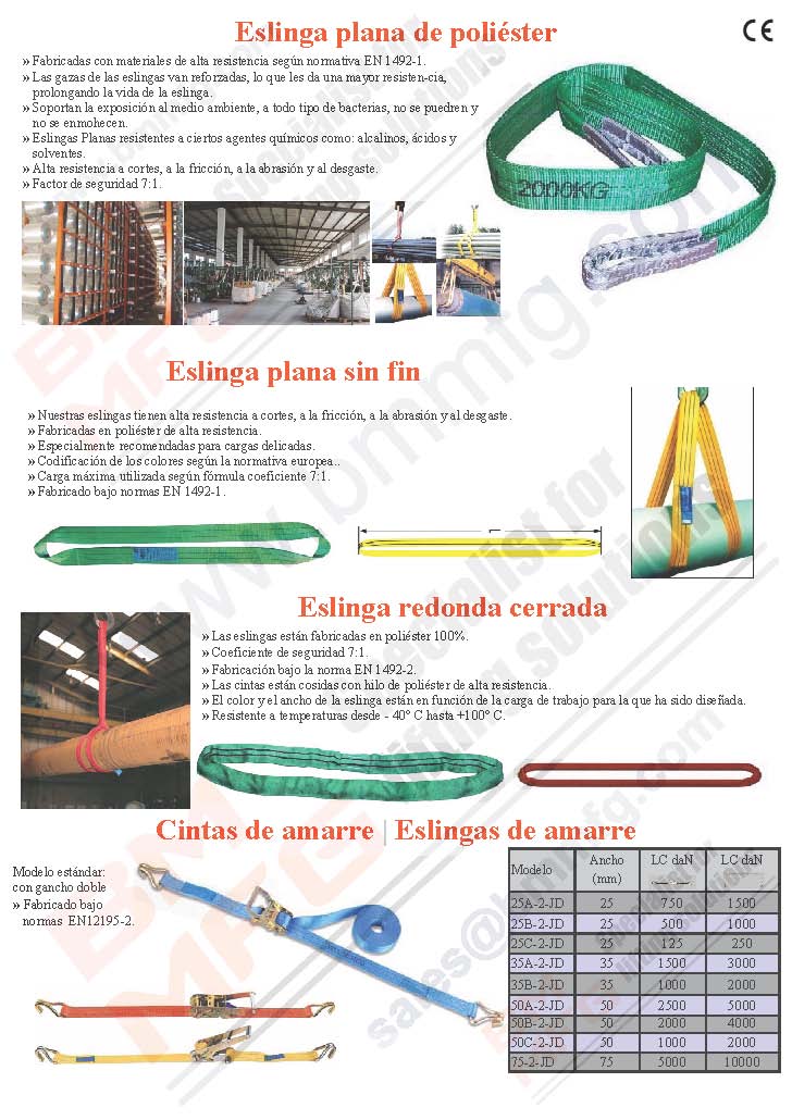 Eslingas y Eslingas de amarre