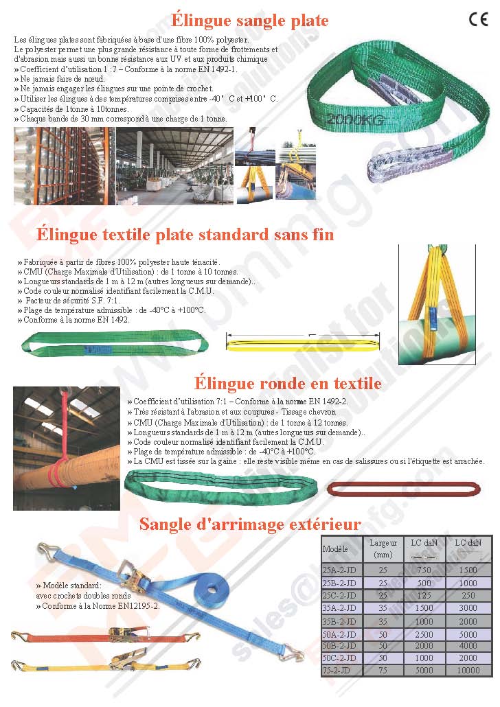 Élingue textile,Arrimage extérieur